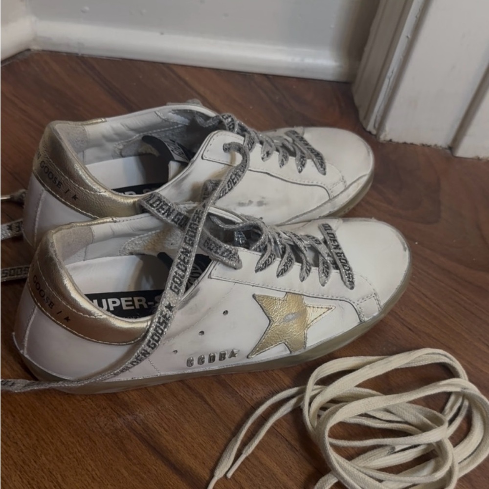 Golden Goose White and Gold ….Super-Star Classic size 36